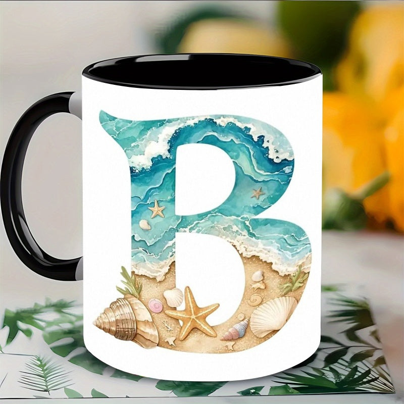 Tailorly Black Accent 11 oz Mug - watercolor ocean
