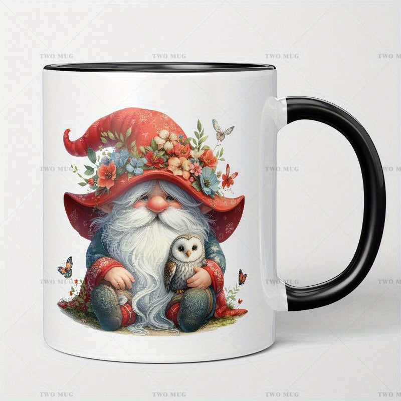 Tailorly Black Accent 11 oz Mug - whimsical gnome