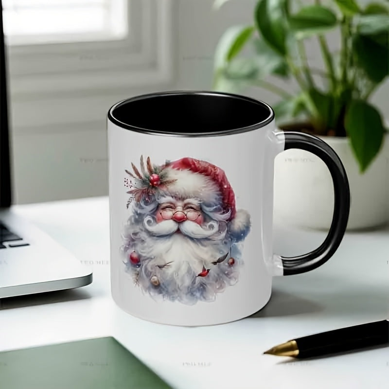 Tailorly Black Accent 11 oz Mug - santa claus watercolor painting