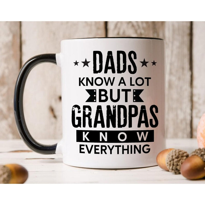 Tailorly Black Accent 11 oz Mug - humorous text about dads and grandpas