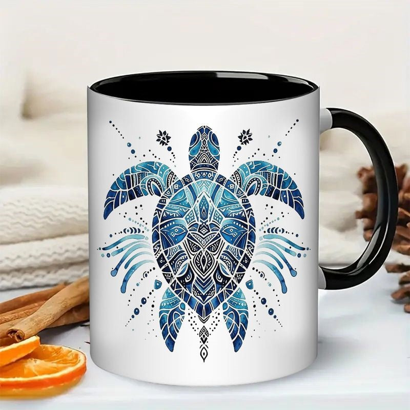 Tailorly Black Accent 11 oz Mug - turtle design