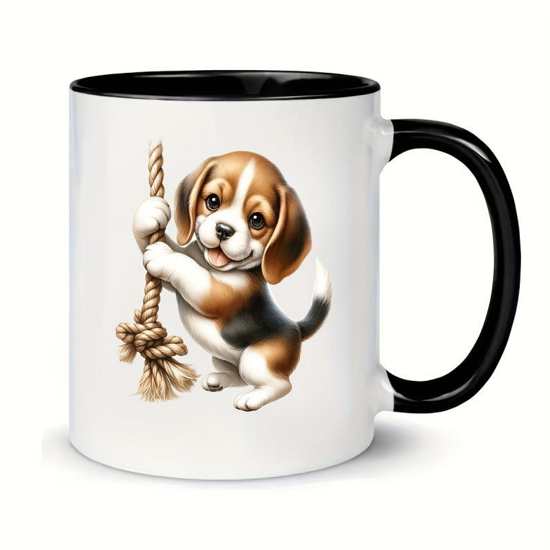 Tailorly Black Accent 11 oz Mug - cute beagle puppy