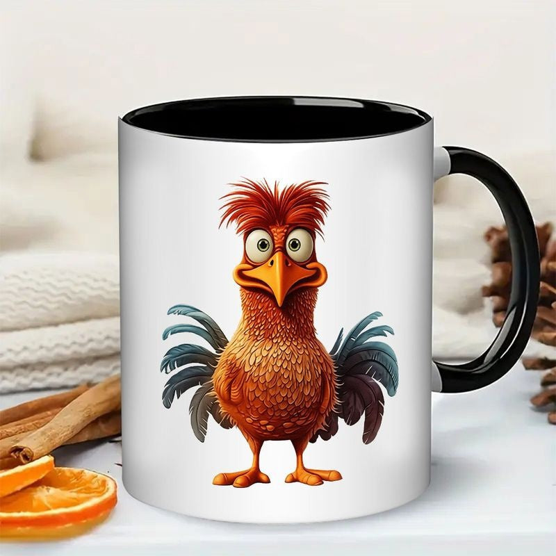 Tailorly Black Accent 11 oz Mug - funny cartoon colorful cute farm animal