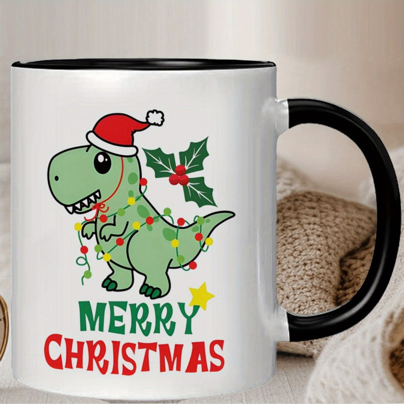 Tailorly Black Accent 11 oz Mug - festive dinosaur