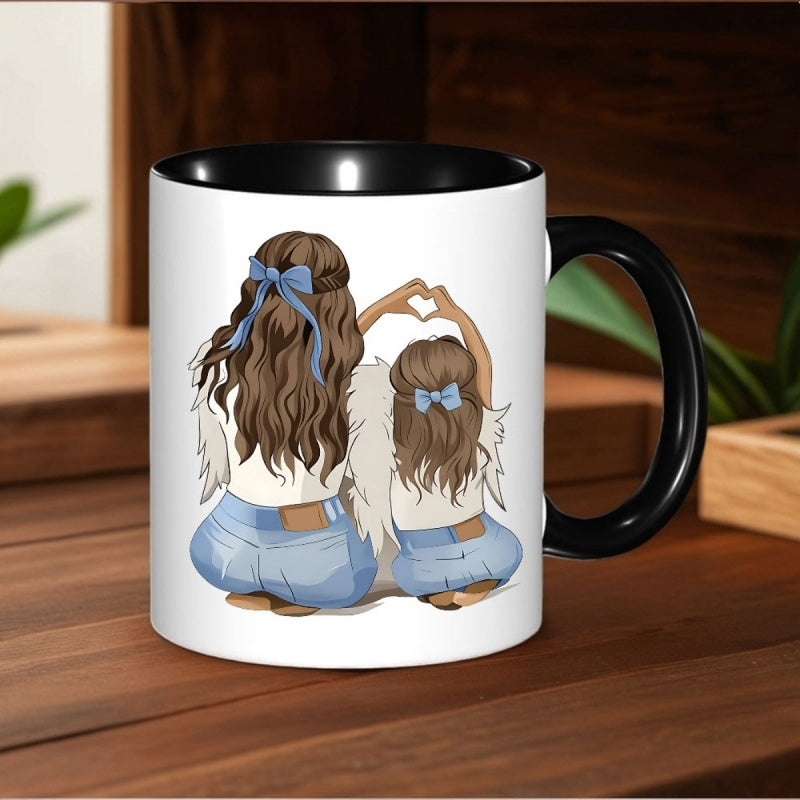 Tailorly Black Accent 11 oz Mug - mother and daughter design