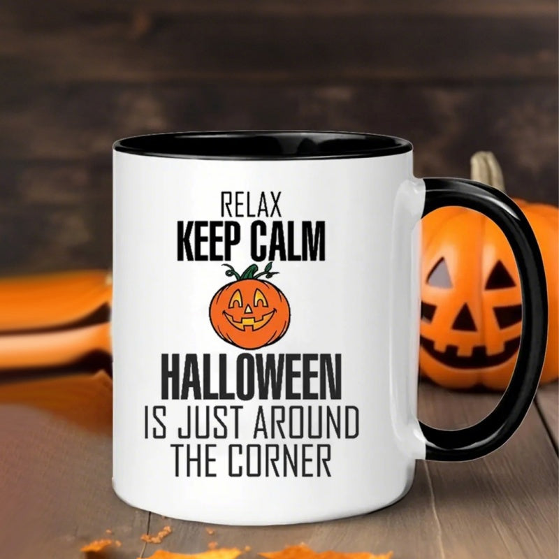 Tailorly Black Accent 11 oz Mug - pumpkin relax halloween is just white O lantern