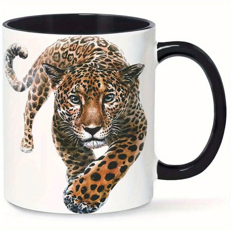 Tailorly Black Accent 11 oz Mug - leopard print