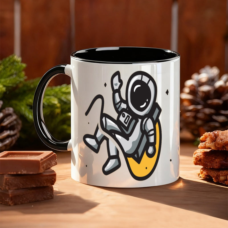 Tailorly Black Accent 11 oz Mug - creative astronaut cartoon
