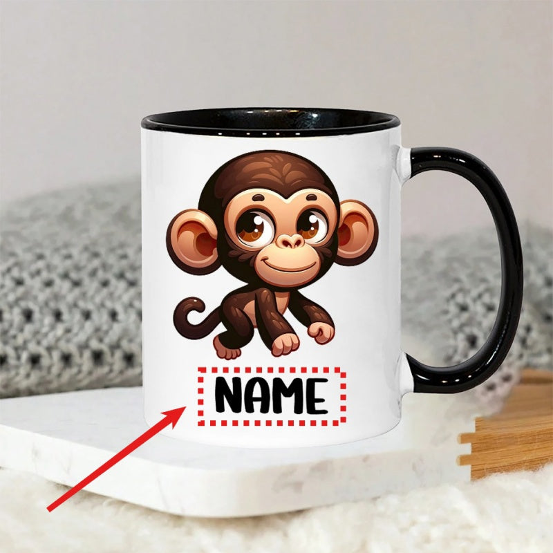 Tailorly Black Accent 11 oz Mug - cute monkey design