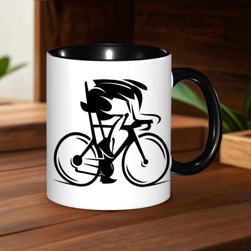 Tailorly Black Accent 11 oz Mug - single cyclist bicycle design