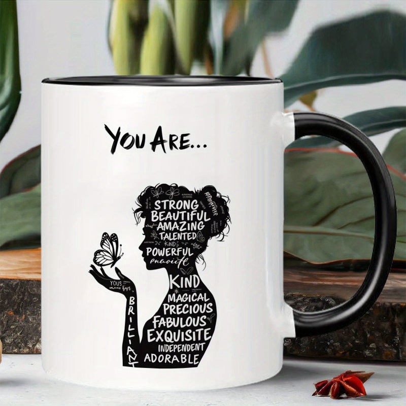 Tailorly Black Accent 11 oz Mug - positive affirmation quotes with branches leaves