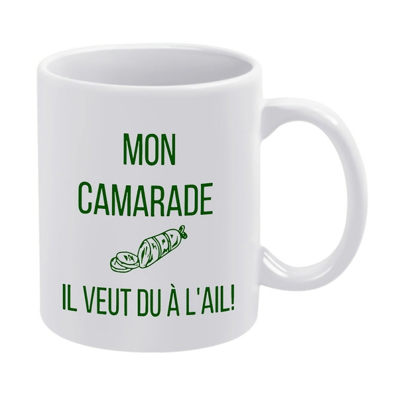 Tailorly White Ceramic 11 oz Mug - Minimalist Green Line Art Of A Traditional Sliced Salami Or Garlic Sausage