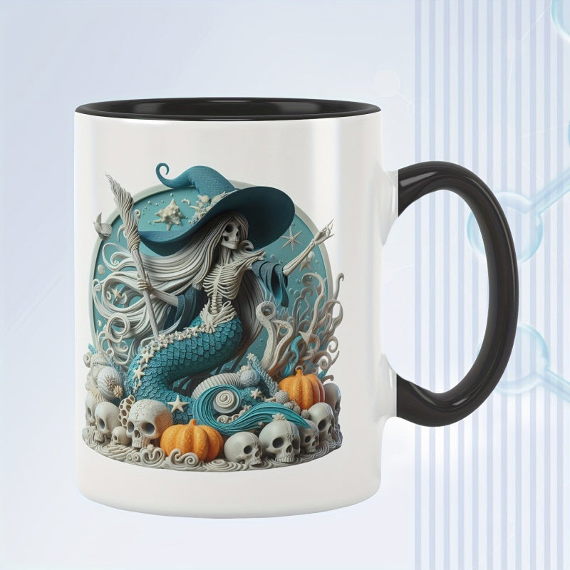 Tailorly Black Accent 11 oz Mug - whimsical underwater witch