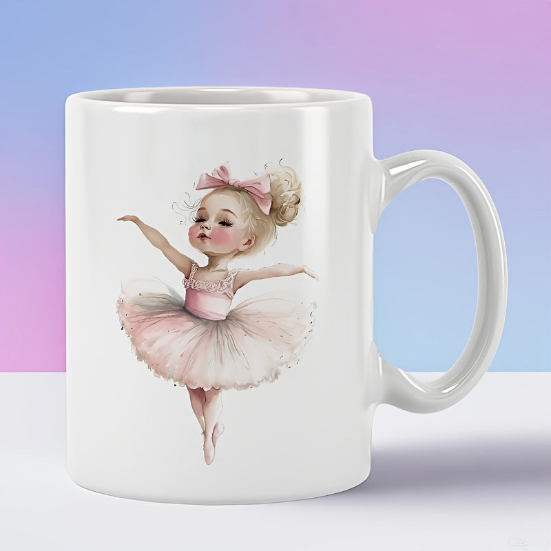 Tailorly White Ceramic 11 oz Mug - Charming Little Girl In Pink Tutu Dancing With Graceful Poise Ballerina