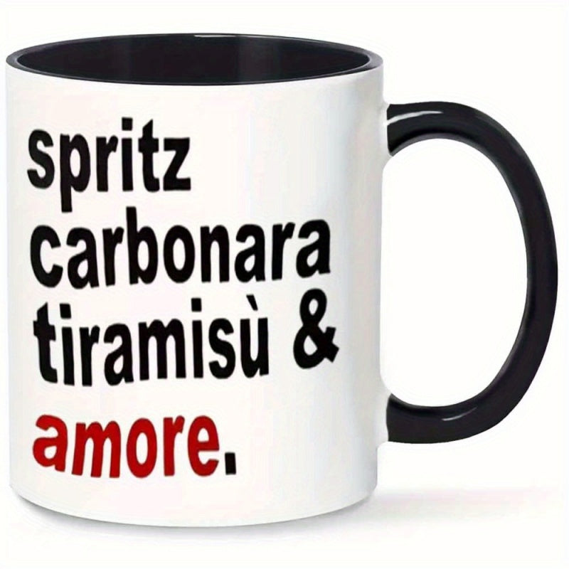 Tailorly Black Accent 11 oz Mug - tiramisu amore coffee black lettering