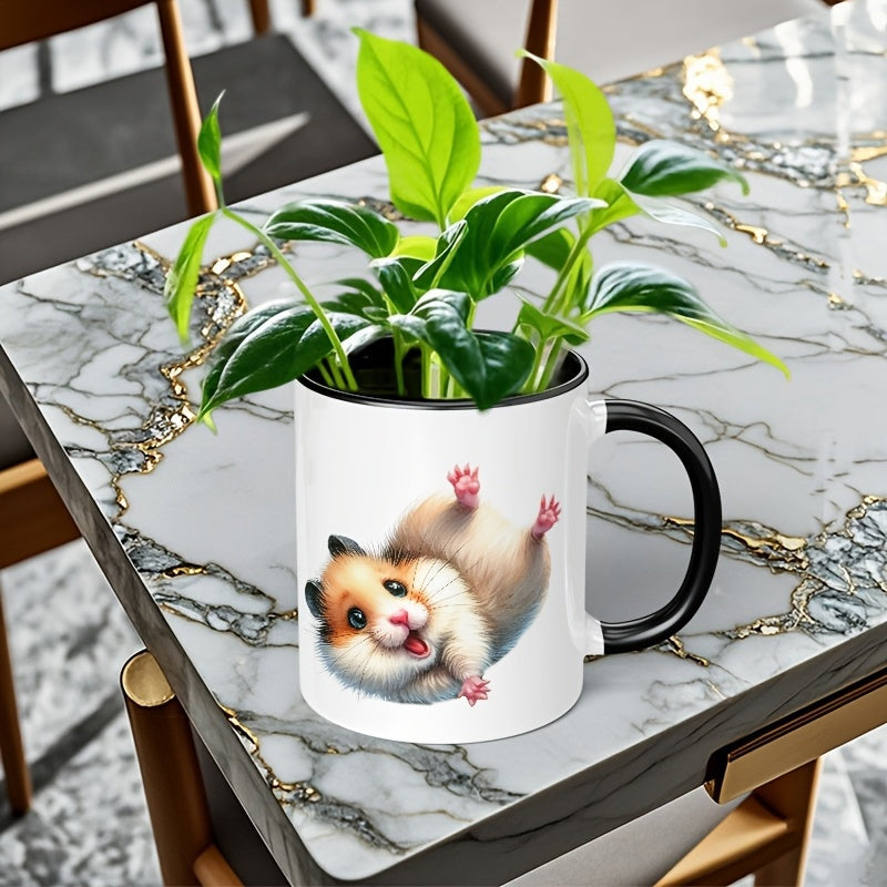 Tailorly Black Accent 11 oz Mug - cartoon hamster pattern