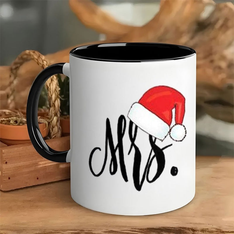 Tailorly Black Accent 11 oz Mug - mrs claus santa hat