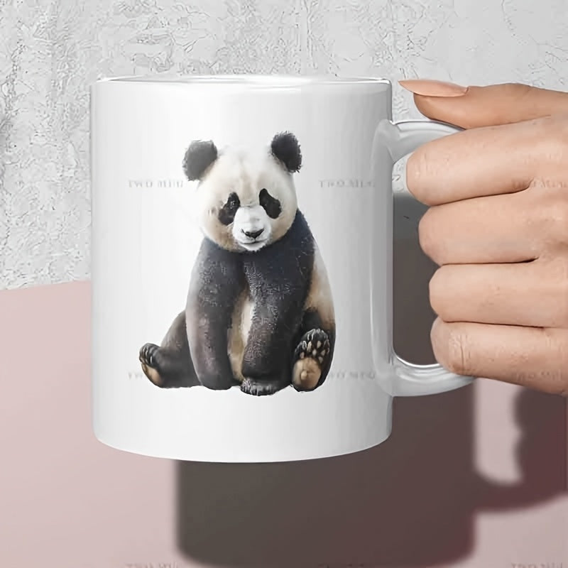 Tailorly White Ceramic 11 oz Mug - Charming Fluffy Giant Panda Sitting In A Relaxed Pose Panda