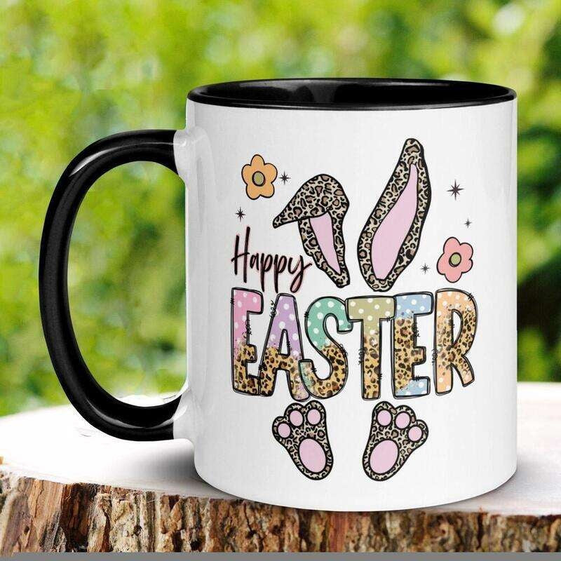 Tailorly Black Accent 11 oz Mug - cute rabbit ears paws