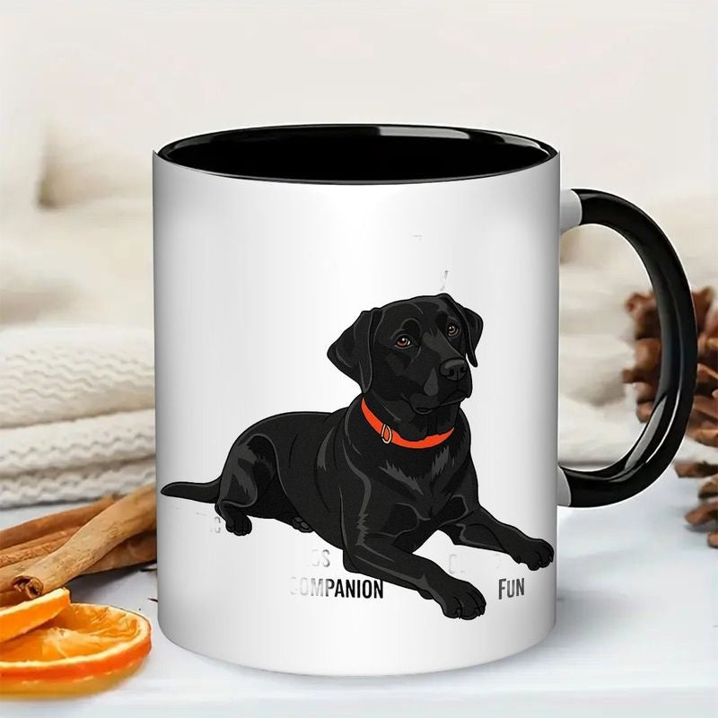 Tailorly Black Accent 11 oz Mug - retriever dog， labrador puppy， labrador collar tag