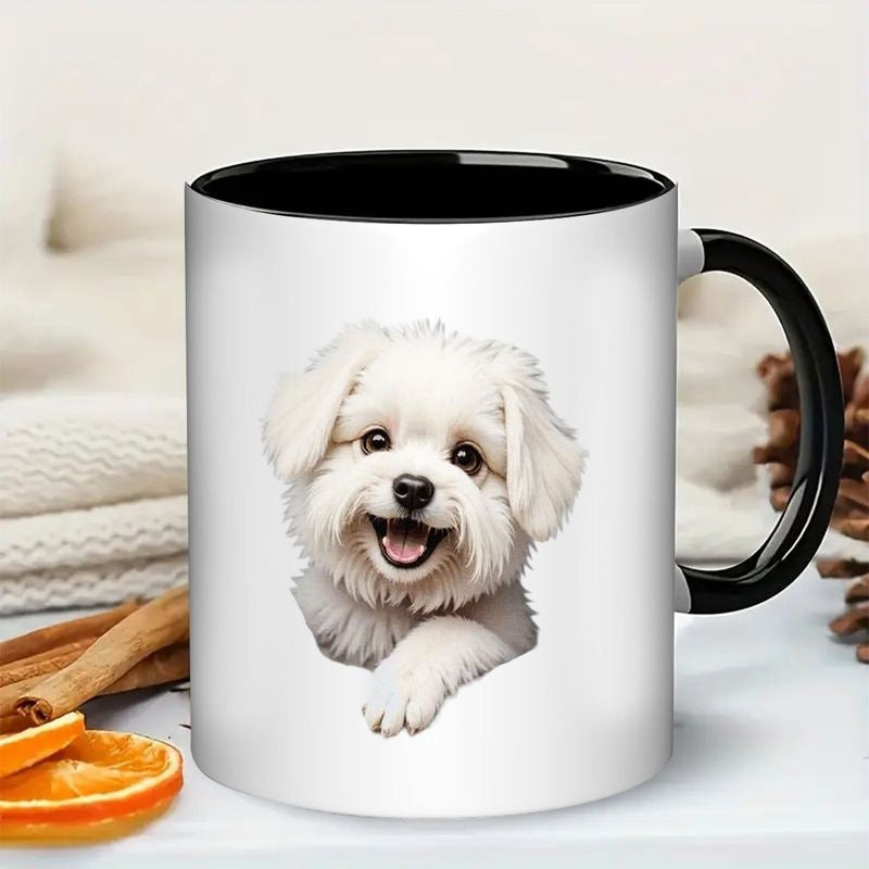 Tailorly Black Accent 11 oz Mug - puppy artwork