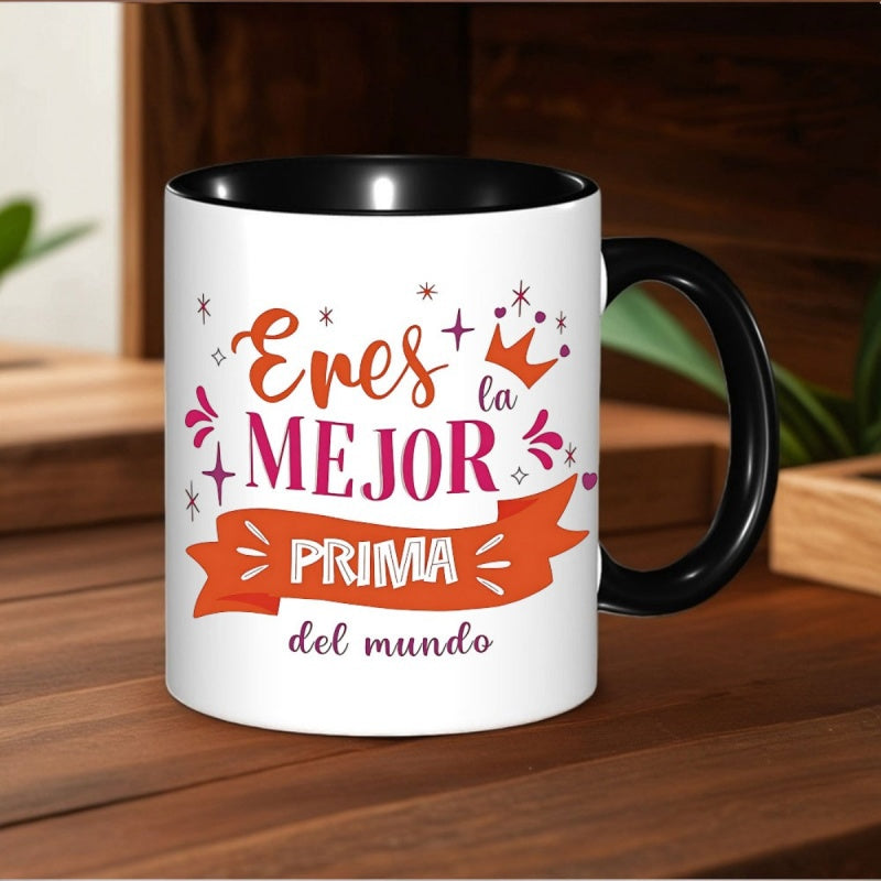 Tailorly Black Accent 11 oz Mug - inspirational Spanish quote "soy la mejor"