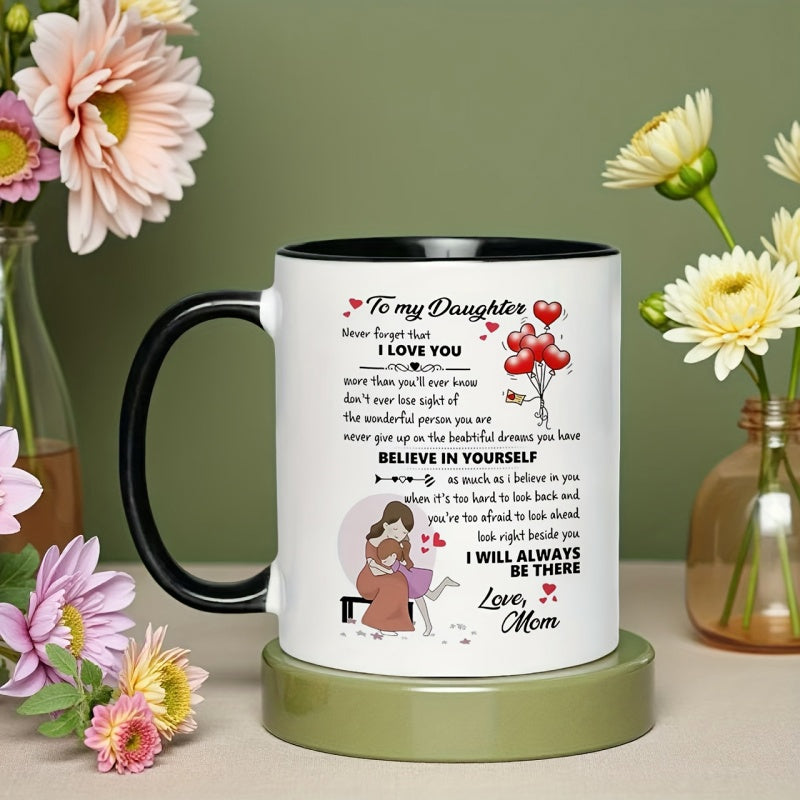 Tailorly Black Accent 11 oz Mug - daughter 11oz ceramic coffee cup ideal birthday present from mother pink insulated reusable_33fe5d03247b422c8fef56ac61662777