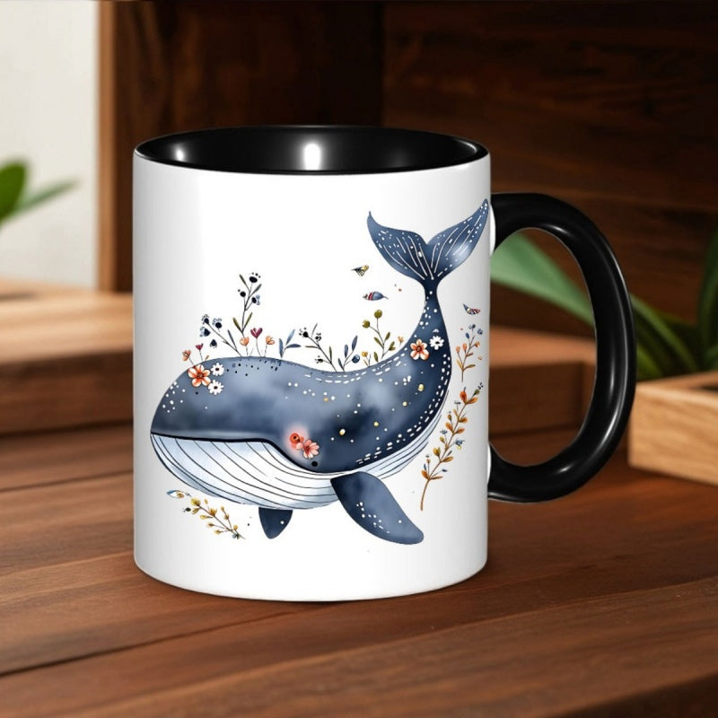 Tailorly Black Accent 11 oz Mug - adorable whale