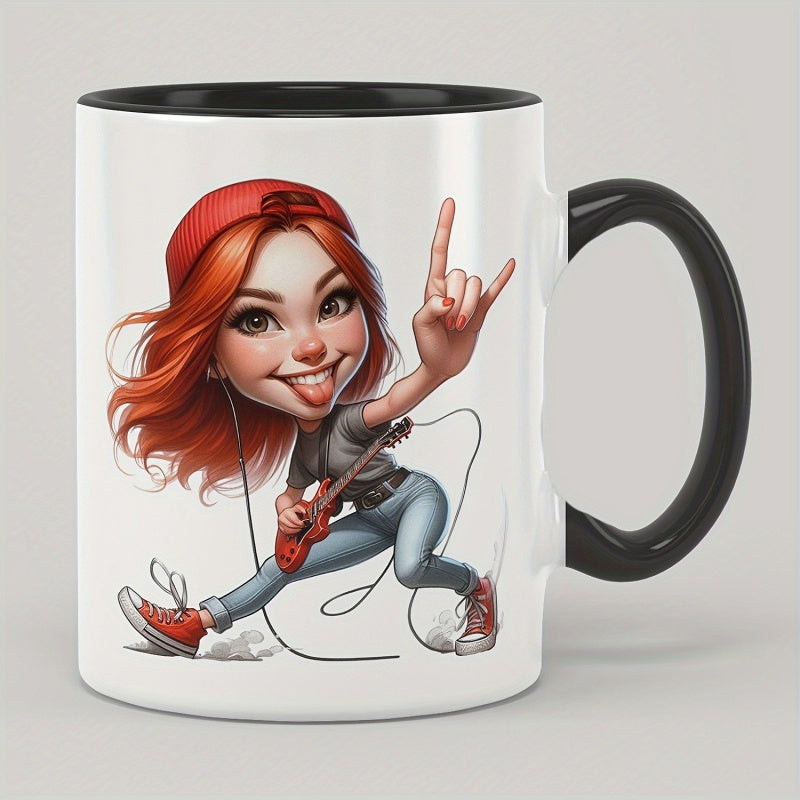 Tailorly Black Accent 11 oz Mug - 11oz ceramic coffee mug quirky female cup humorous fun cute trendy beverage holder for friends parents daughters