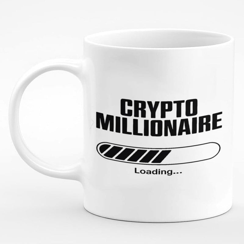 Tailorly White Ceramic 11 oz Mug - Crypto Millionaire Loading Progress Bar With Diagonal Stripes On Ceramic Mug
