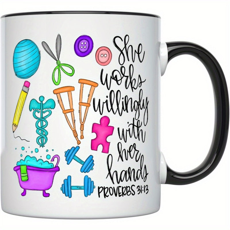 Tailorly Black Accent 11 oz Mug - inspirational quote relax graphics ergonomic hand