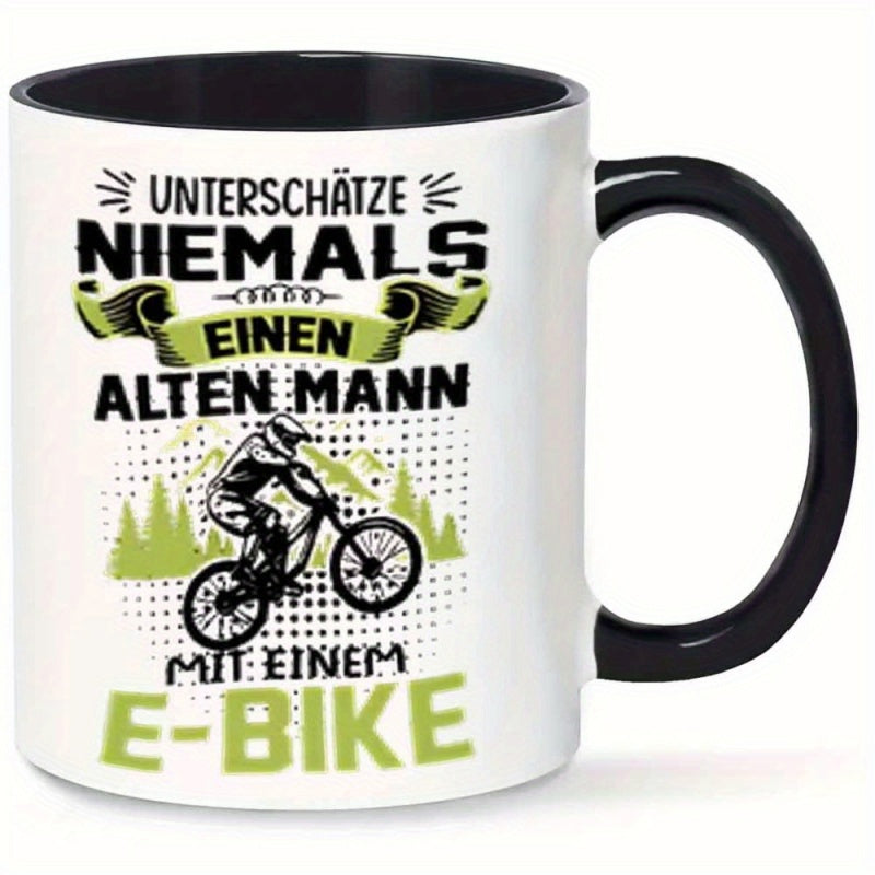 Tailorly Black Accent 11 oz Mug - german text cyclist graphic