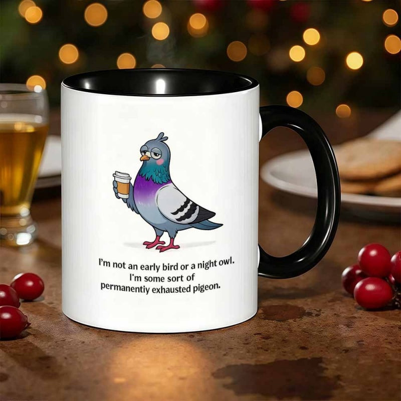 Tailorly Black Accent 11 oz Mug - exhausted pigeon