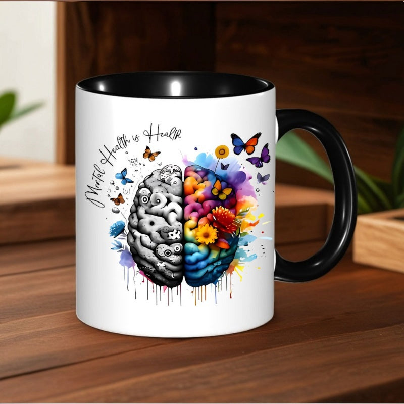 Tailorly Black Accent 11 oz Mug - brain butterflies