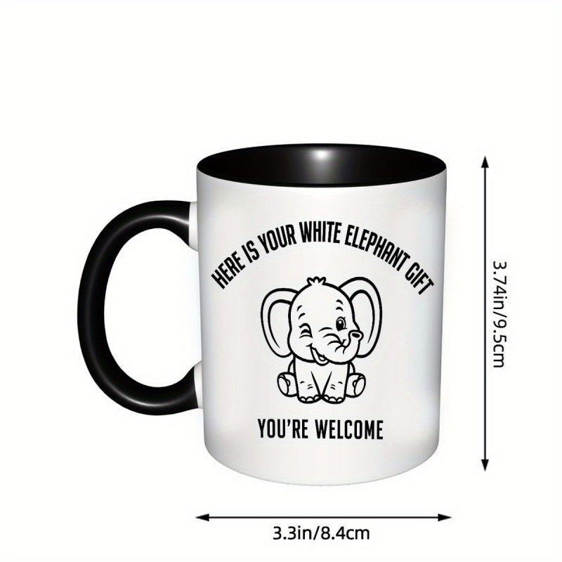 Tailorly Black Accent 11 oz Mug - white elephant