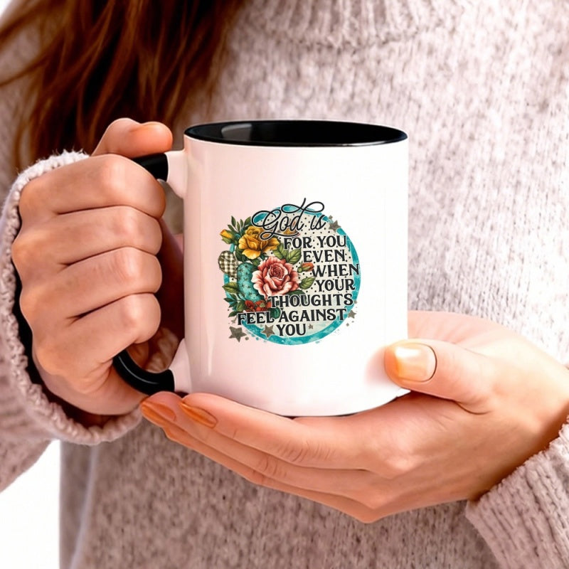 Tailorly Black Accent 11 oz Mug - god is for you quote