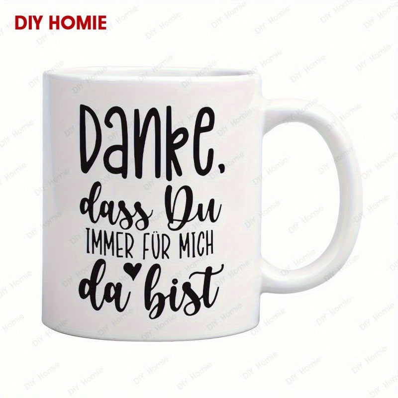 Tailorly White Ceramic 11 oz Mug - DIY Homie Minimalist White Ceramic With Elegant Handwritten Typography And Heart Mug