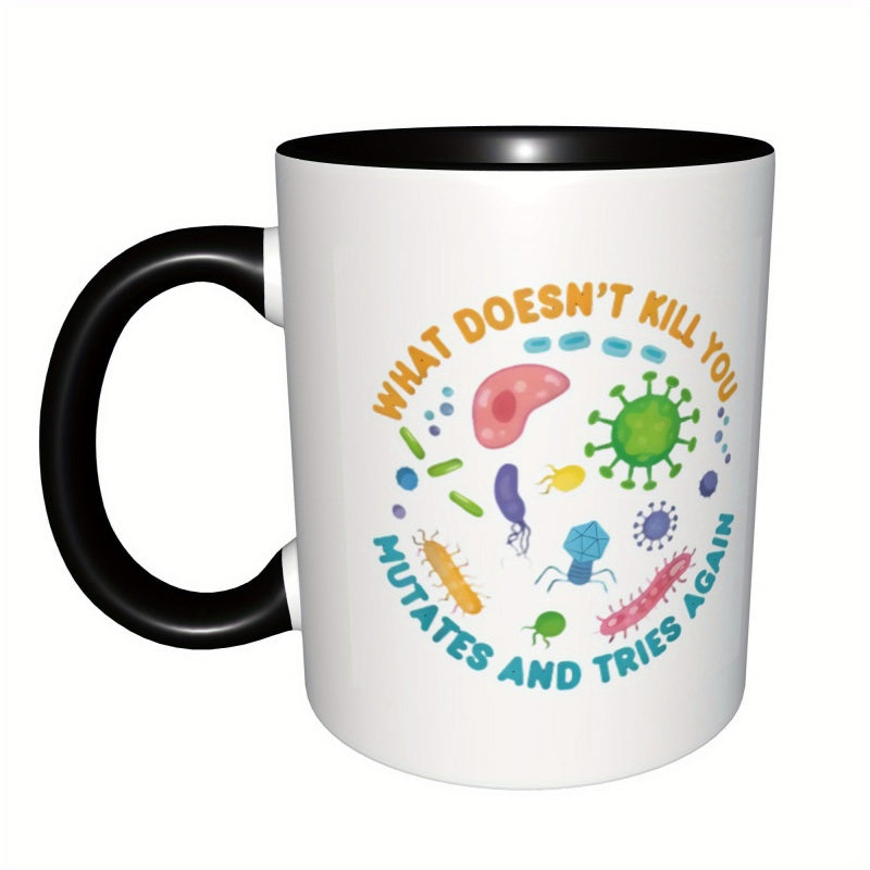 Tailorly Black Accent 11 oz Mug - what doesnt kill you makes you stronger quote with cell design