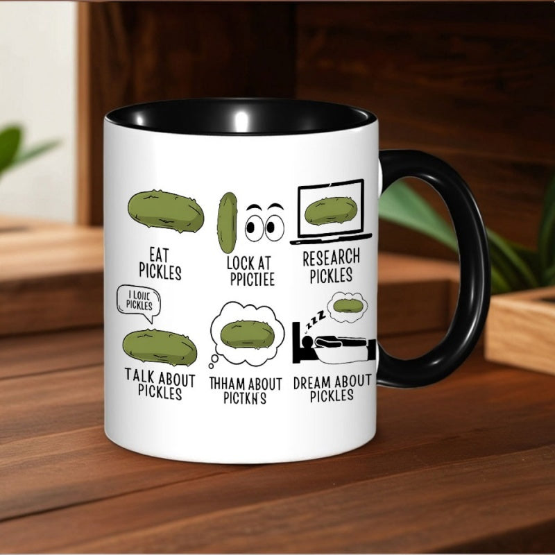 Tailorly Black Accent 11 oz Mug - pickle themed humor text