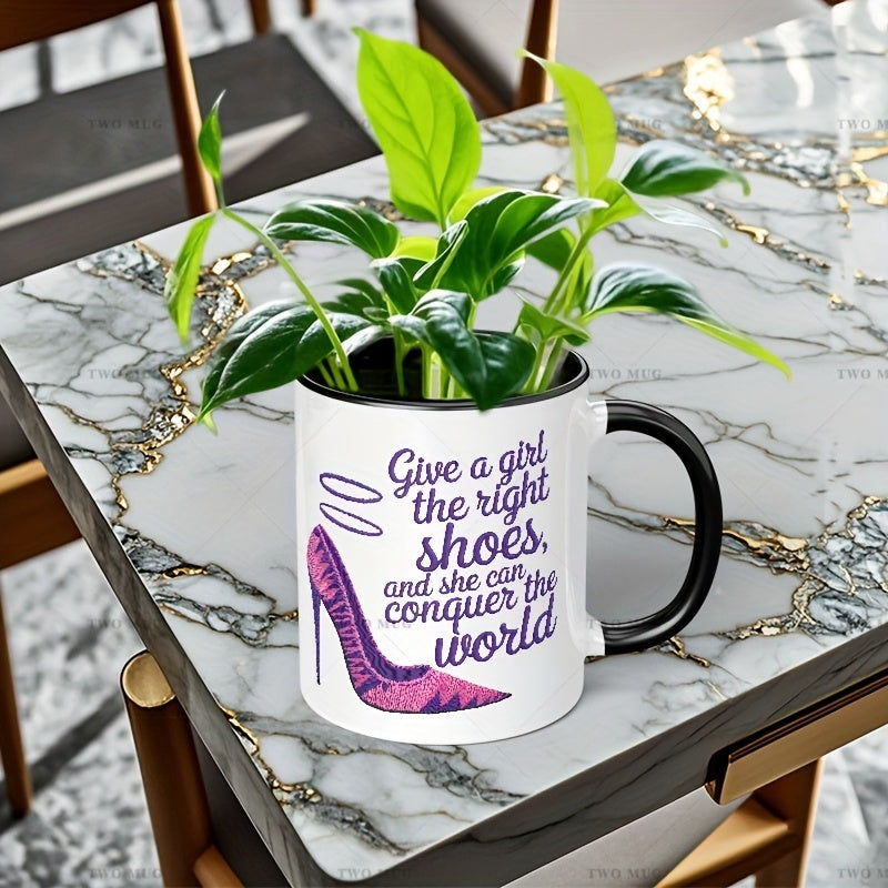 Tailorly Black Accent 11 oz Mug - retro high heel pattern