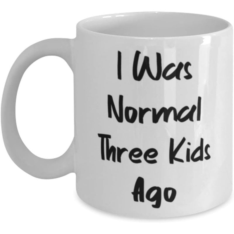 Tailorly White Ceramic 11 oz Mug - I Was Normal Three Kids Ago Minimalist White Ceramic Vessel Displaying Bold Black Playful Handdrawn Script Mug