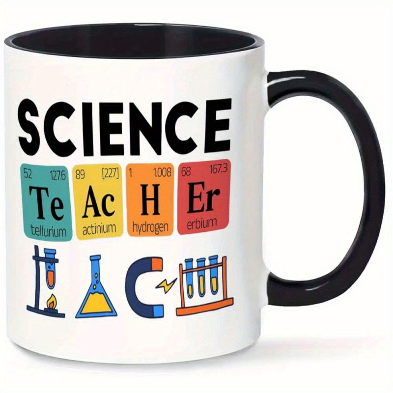 Tailorly Black Accent 11 oz Mug - colorful science elements lab icons