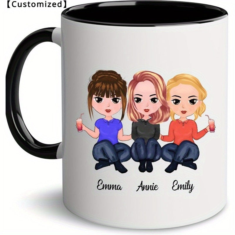 Tailorly Black Accent 11 oz Mug - friendship illustration