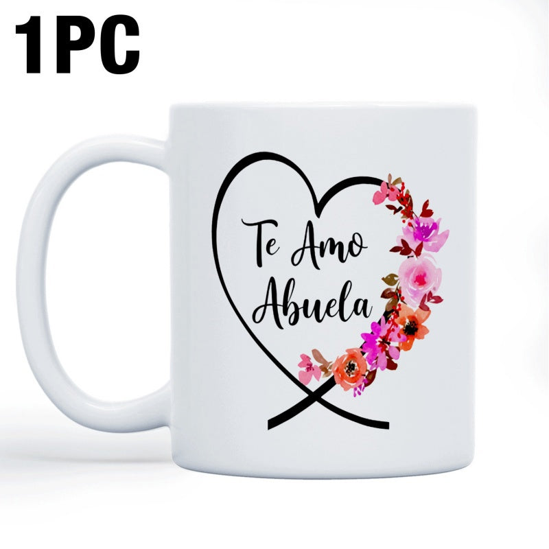 Tailorly White Ceramic 11 oz Mug - Elegant Minimalist Black Line Heart With Vibrant Pink Watercolor Floral Heart