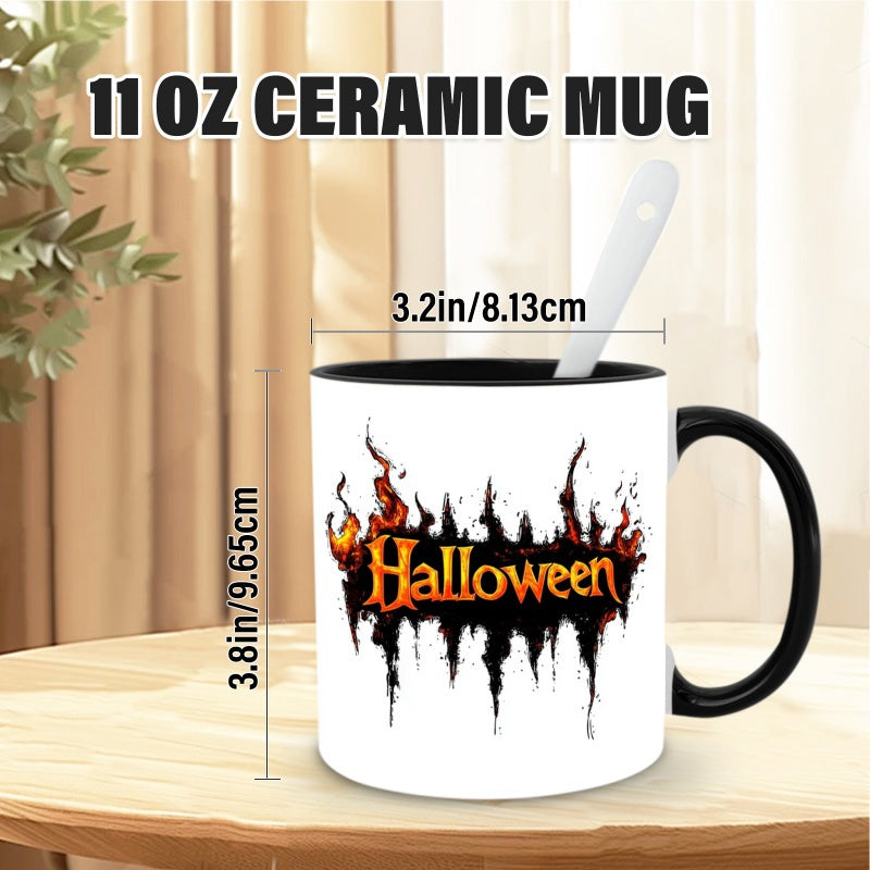 Tailorly Black Accent 11 oz Mug - spooky design