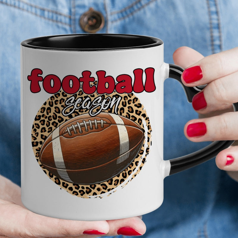 Tailorly Black Accent 11 oz Mug - 1pc 11oz ceramic mug with heart shaped handle sporty leopard coffee mug with dynamic and leopard print patterns a
