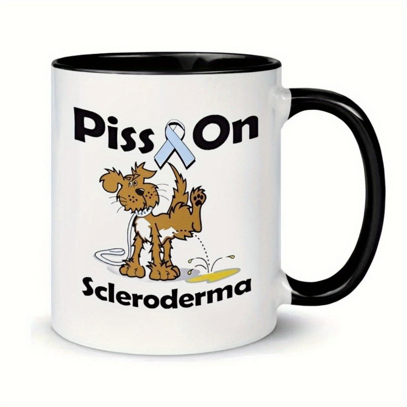 Tailorly Black Accent 11 oz Mug - cartoon dog blue ribbon