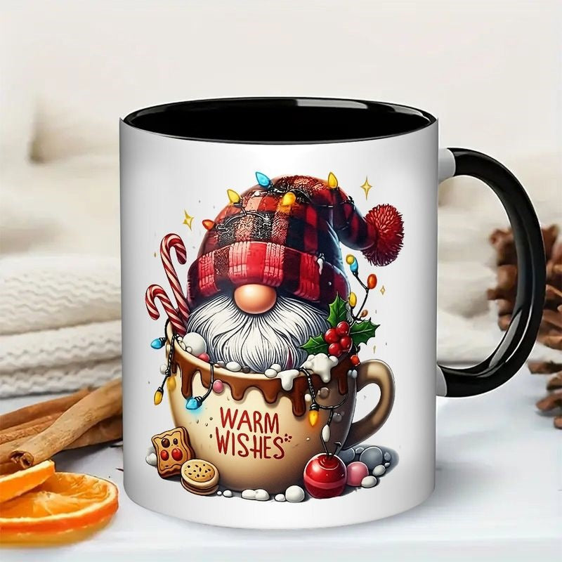 Tailorly Black Accent 11 oz Mug - christmas gnome
