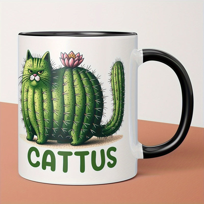 Tailorly Black Accent 11 oz Mug - ceramic cactus