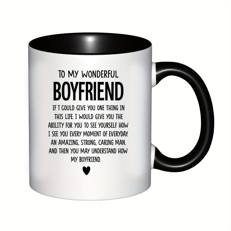 Tailorly Black Accent 11 oz Mug - to my wonderful boyfriend message